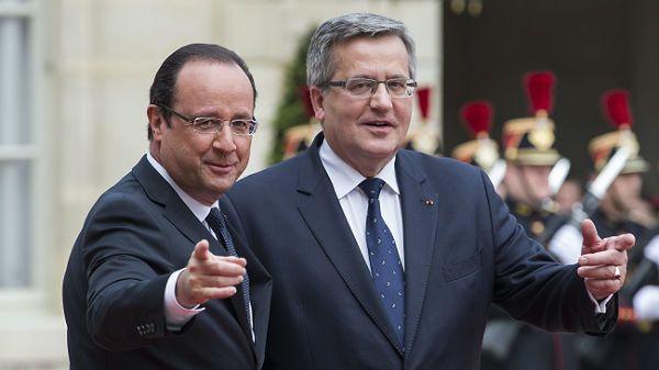 Prezydent Francji Francois Hollande i prezydent Polski Bronisław Komorowski
