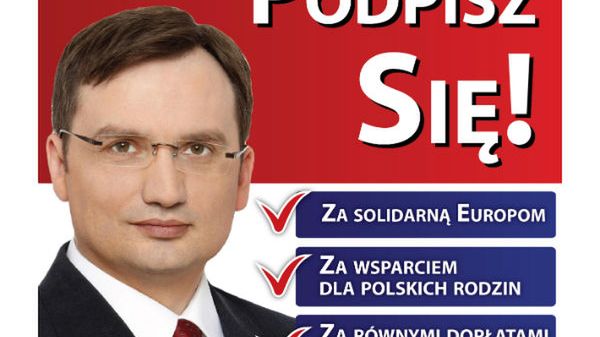 Plakat Solidarnej Polski w kampanii do PE