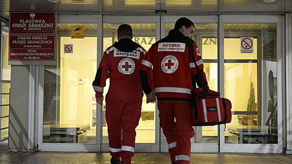 Ratownicy podczas dyżuru na polsko-ukraińskim przejściu granicznym w Medyce
