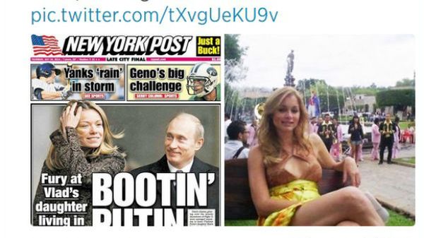 Na zdjęciu po lewej Maria Putin. Po prawej fotografia Umy Blasini