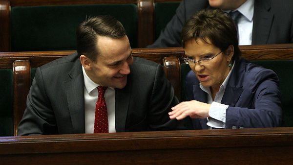 Minister spraw zagranicznych Radosław Sikorski  i marszałek sejmu Ewa Kopacz