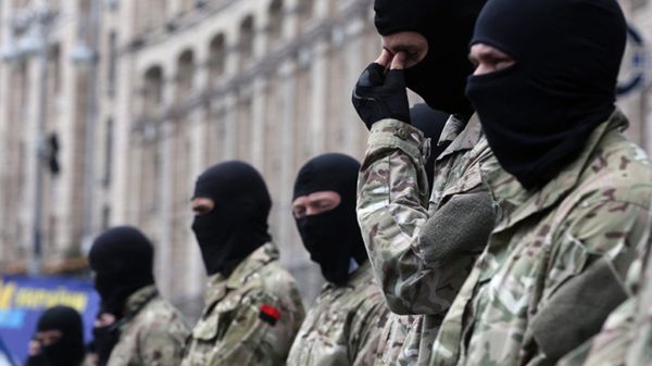 Członkowie Prawego Sektora na kijowskim Majdanie 14 lipca