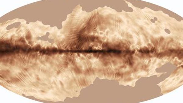Struktury pola magnetycznego Drogi Mlecznej widoczne na mapie spolaryzowanego światła o częstotliwości 353 GHz opracowanej na podstawie danych z satelity Planck