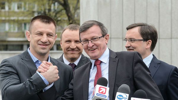 Bokser Tomasz Adamek, europosłowie Jacek Kurski i Tadeusz Cymański oraz lider SP Zbigniew Ziobro