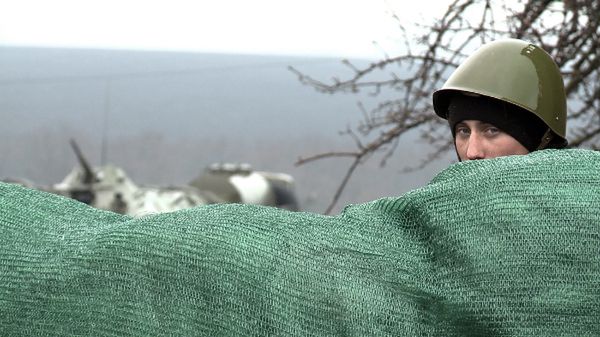 Ukraiński żołnierz w regionie Charkowa