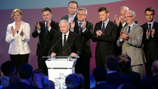 Jarosław Kaczyński w sztabie wyborczym PiS