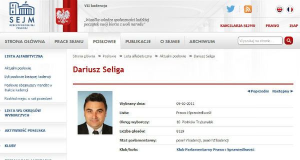 PiS zawiesiło w prawach członka klubu posła Dariusza Seligę