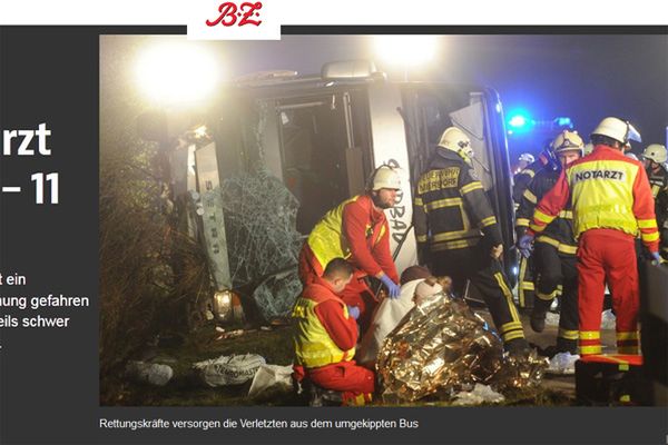Wypadek polskiego autokaru w Niemczech. 22 osoby ranne