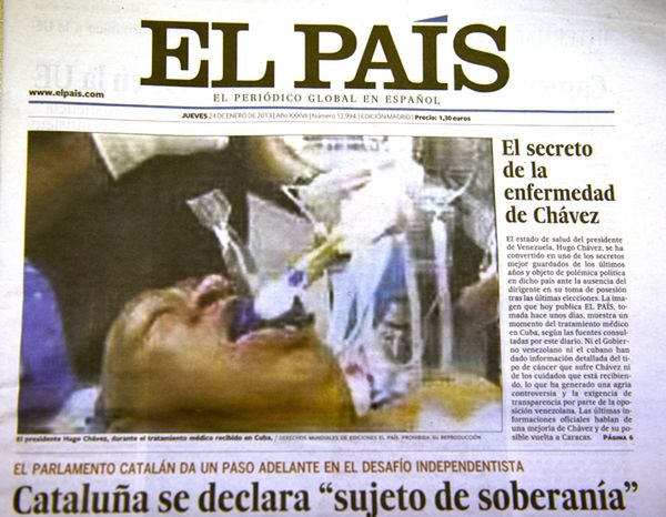 Hiszpański dziennik "El Pais" opublikował fałszywe zdjęcie Hugo Chaveza