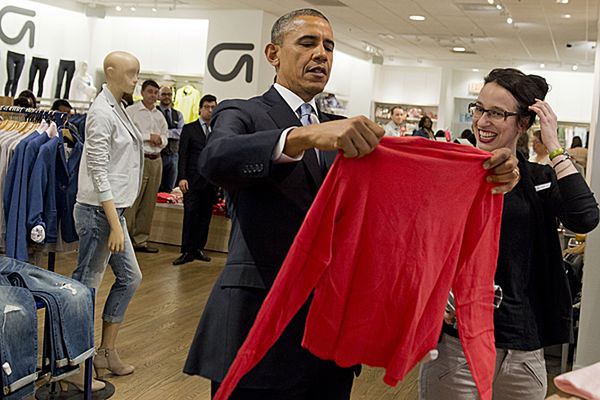 Barack Obama na zakupach w nowojorskim Gapie
