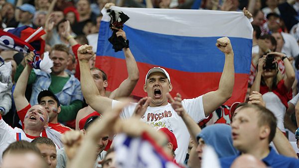 Kibice podczas meczu Rosji i Czech