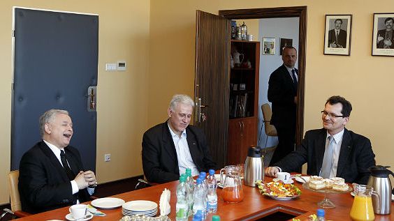 Prezes PiS Jarosław Kaczyński podczas spotkania z prezydium Ślasko-Dąbrowskiej Solidarności
