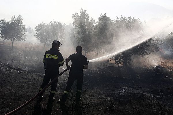 Ogień zagraża przedmieściom stolicy Grecji