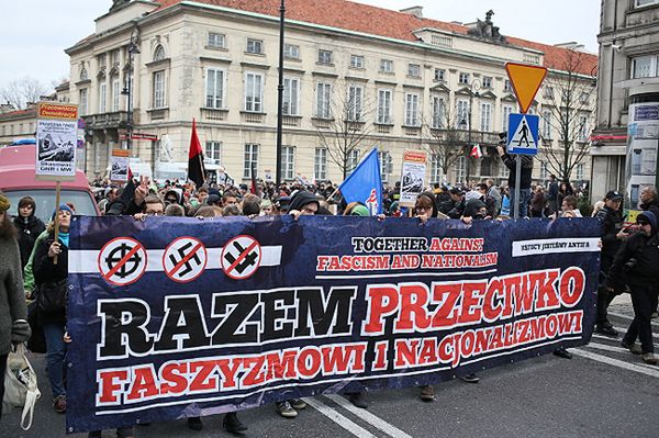 Demonstracja antyfaszystów w Warszawie