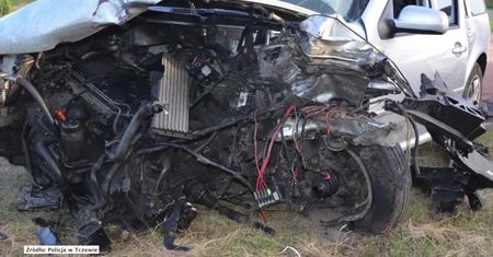 Wypadek w Tczewie. Kierowca miał cztery promile, nie miał za to uprawnień, ani ubezpieczenia
