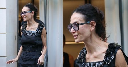 Niepokojąco szczupła Demi Moore podbija paryskie ulice w czarnej kreacji (ZDJĘCIA)