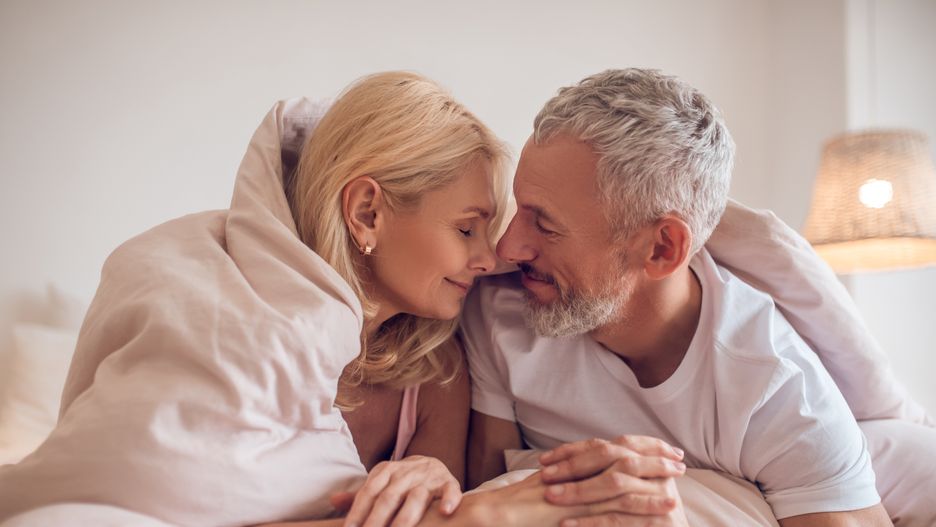 Middle-aged couple having romantic moment in bedroom
Happy morning. Middle-aged couple having romantic moment in bedroom
couple, married, relationship, mid aged, generation x, caucasian, blonde, bearded, handsome, pretty, beautiful, woman, wellness, well-being, real life, togetherness, grey-haired, 50s, good-looking, indoors, loft, apartment, relaxation, morning, in bed, bedroom, comfortable, peaceful, tenderness, harmony, hugging, romance, comfort, loving, color image