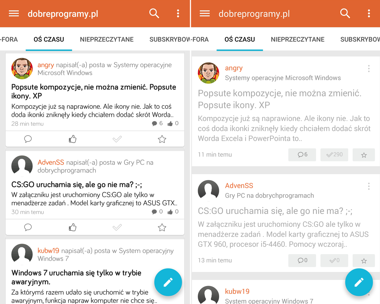 Android, Tapatalk 4.6.2 i 5.0