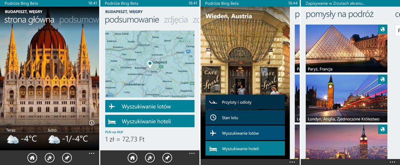 Zaplanuj wycieczkę z Podróże Bing Beta na Windows Phone