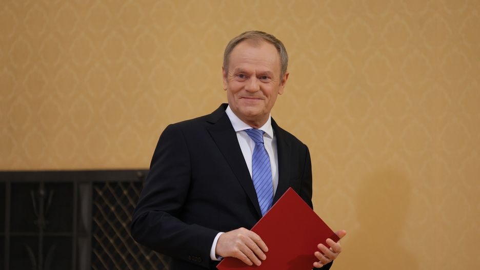 Warszawa, 22.02.2024. Premier Donald Tusk podczas konferencji prasowej w siedzibie KPRM w Warszawie, 22 bm. (sko) PAP/Paweł Supernak