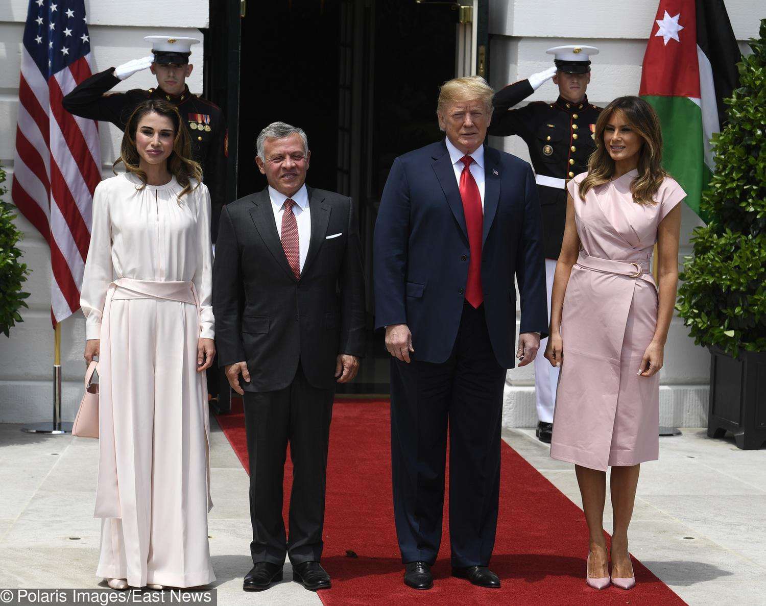 Melania Trump i Donald Trump na spotkaniu z królową Ranią i królem Abdullahem