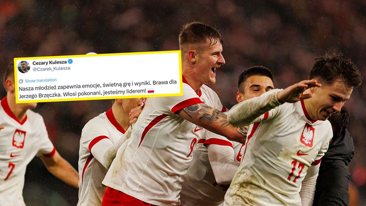 Getty Images / Ernest Kolodziej/Eurasia Sport Images/X/Czarek_Kulesza / Na zdjęciu: reprezentacja Polski U-21 i wpis z X