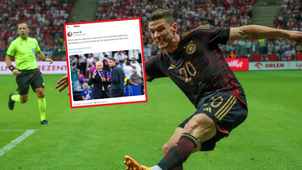 WP SportoweFakty / Kuba Duda/ x.com/_franknoack / Na zdjęciu: Robin Gosens, na małym zdjęciu: Gosens jako ekspert MagentaTV