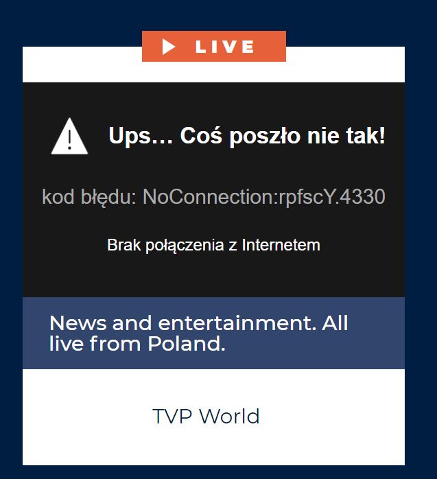 Kanał TVP World nie działał na komputerze przez przynajmniej godzinę 