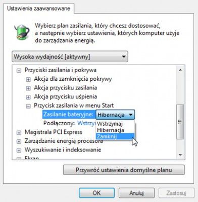 Jak zmienić domyślną opcję zamykania w Vista? 6