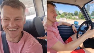 Marcin Mroczek zabrał synów na przejażdżkę starym autem. W komentarzach afera: "Serio? Bez fotelików I BEZ PASÓW?!" (WIDEO)