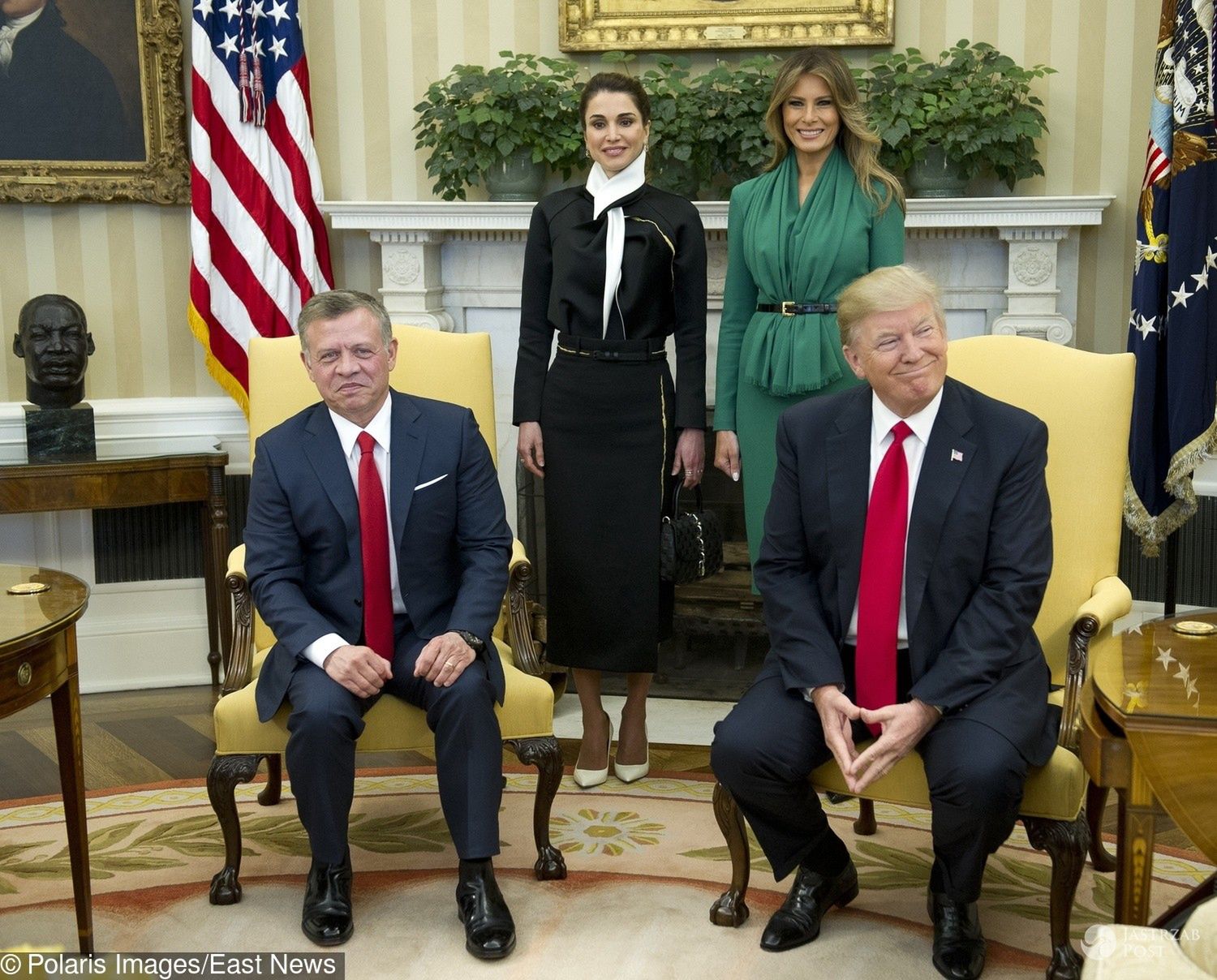 Jordańska para królewska w USA - z Donaldem Trumpem i Melanią