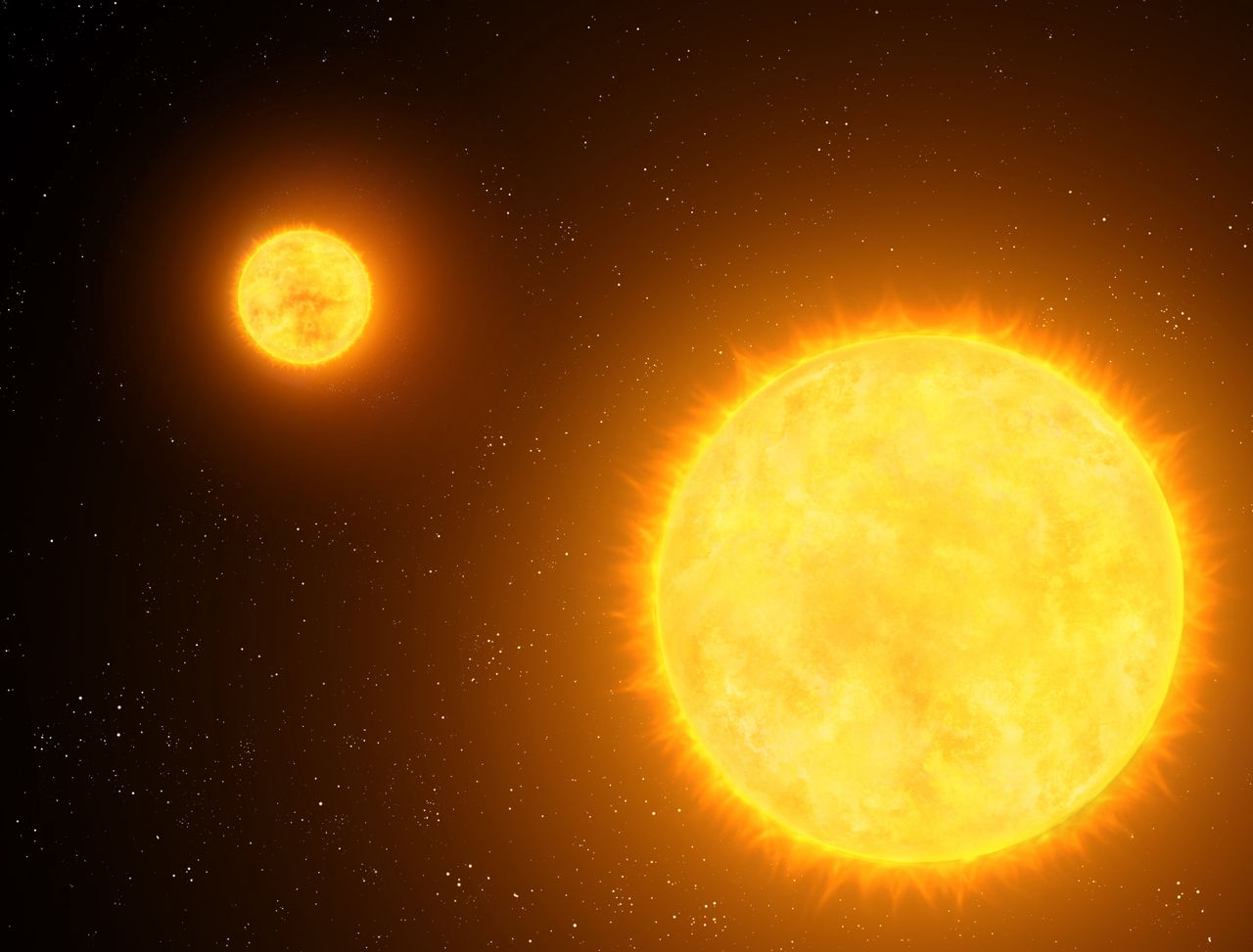 System dwóch gwiazd w kosmosie.