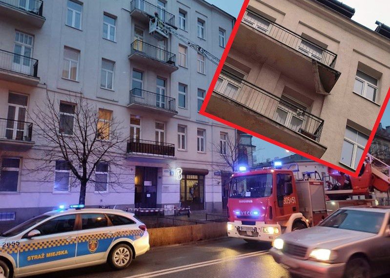 W budynku na warszawskiej Pradze zerwał się fragment balkonu 