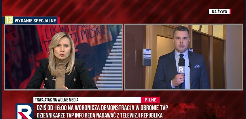 Michał Rachoń i jego żona Katarzyna Gójska na antenie TV Republika