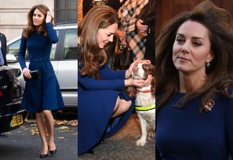 Szczupła księżna Kate spotyka się z ofiarami ataku terrorystycznego i tuli policyjnego psa (ZDJĘCIA)
