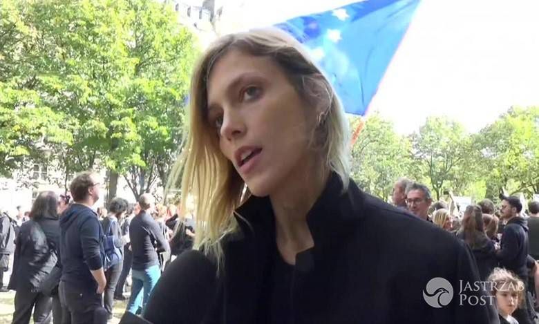 Anja Rubik przed ambasadą RP w Paryżu