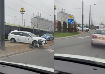Kierowca taksówki zawisł na krawężniku. Miał 3,6 promila