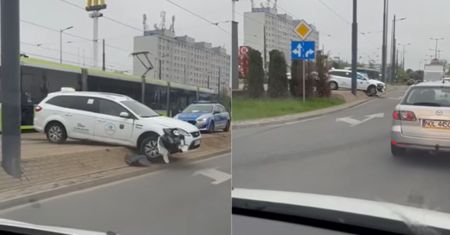 Kierowca taksówki zawisł na krawężniku. Miał 3,6 promila