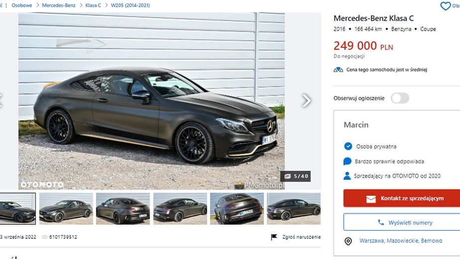 Mercedes Popka wystawiony na Otomoto