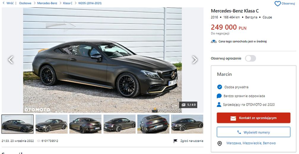 Mercedes Popka wystawiony na Otomoto