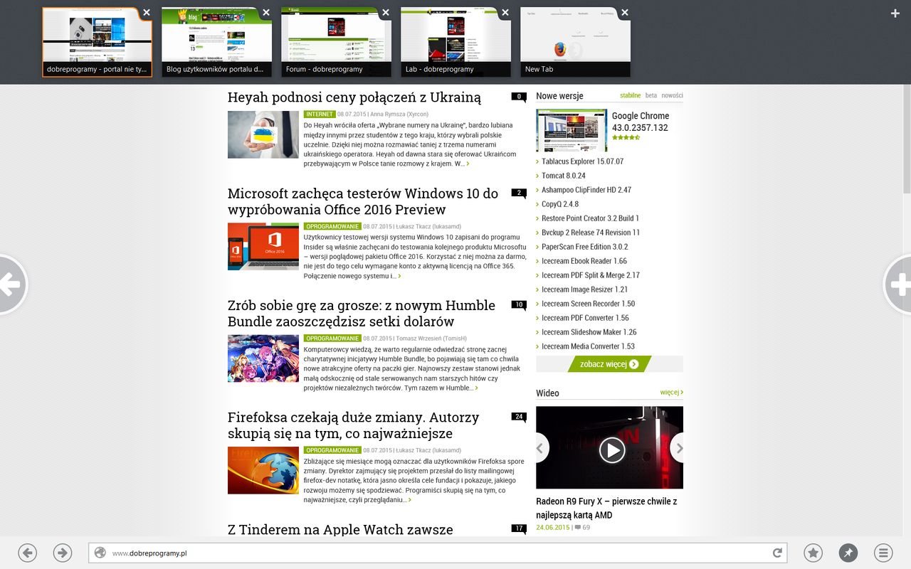 Archiwalny Firefox 28 Beta z interfejsem Modern