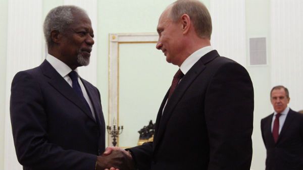 Kofi Annan z prezydentem Rosji Władimirem Putinem