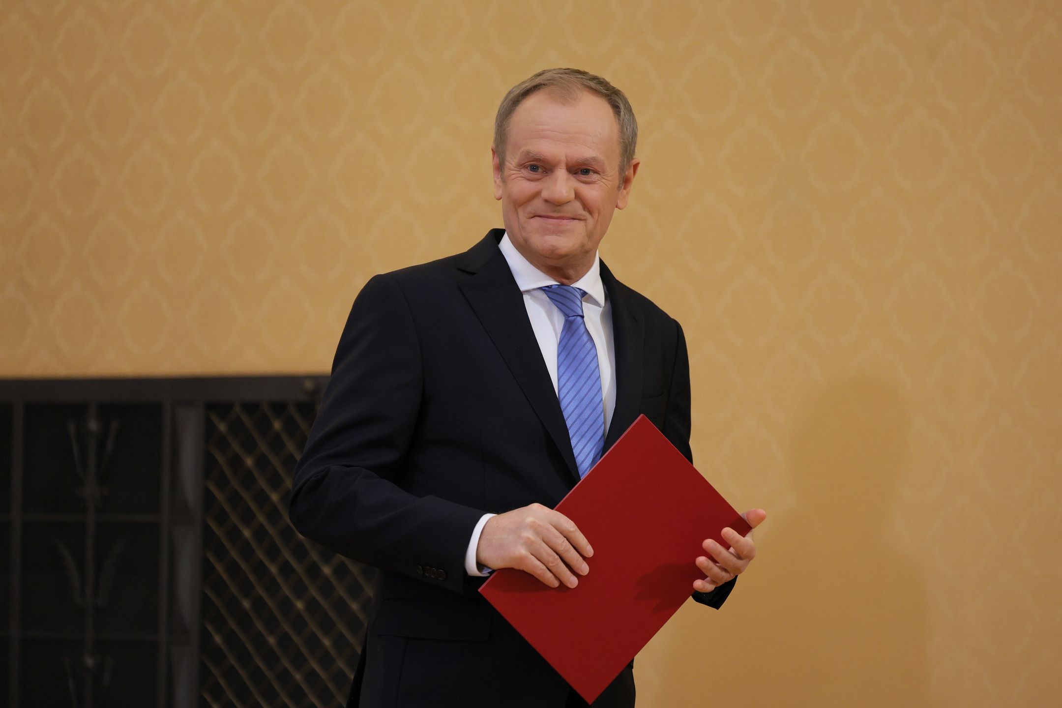 Warszawa, 22.02.2024. Premier Donald Tusk podczas konferencji prasowej w siedzibie KPRM w Warszawie, 22 bm. (sko) PAP/Paweł Supernak