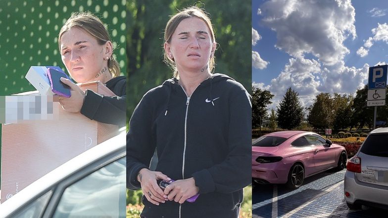 Marta Linkiewicz parkuje na miejscu dla niepełnosprawnych różowego mercedesa za ponad 130 TYSIĘCY ZŁOTYCH i pędzi po paczki (ZDJĘCIA)