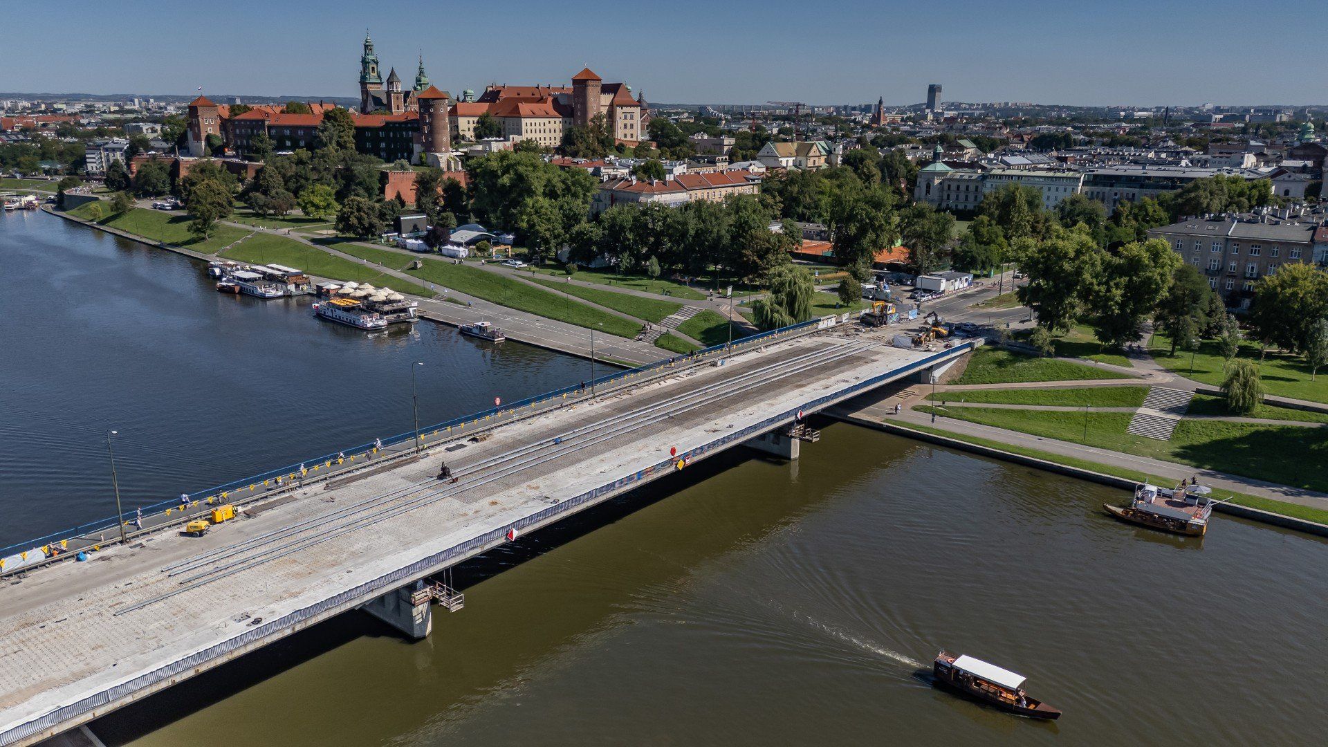 Remont mostu Grunwaldzkiego w Krakowie.
