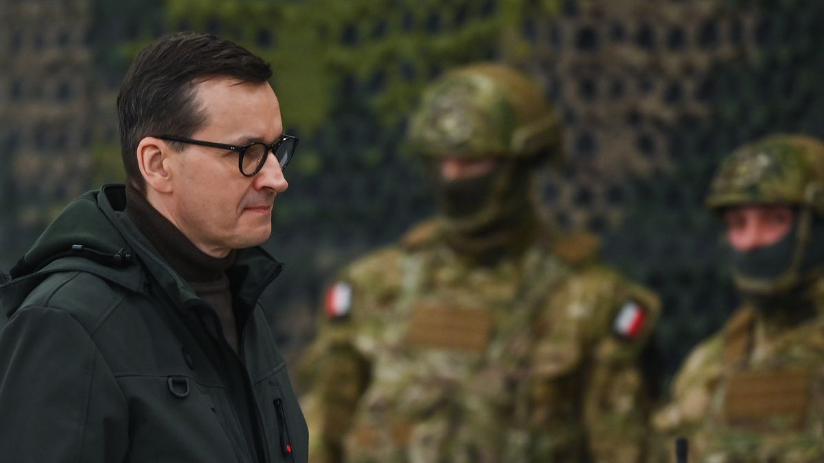 KRAKOW, POLAND - FEBRUARY 18
Prime Minister Mateusz Morawiecki during a visit to the Military Unit of the Special Forces NIL in Krakow, Poland, on February 18, 2023.
During his short visit, the Prime Minister made contact with Polish soldiers staying in Iraq, thanking them for their service. Thanks were also addressed to all soldiers serving outside the country on special missions. Poland is an active member of NATO and contributes to security. Currently, the state of allied forces in Poland is 10,500 soldiers. (Photo by Artur Widak/NurPhoto via Getty Images)