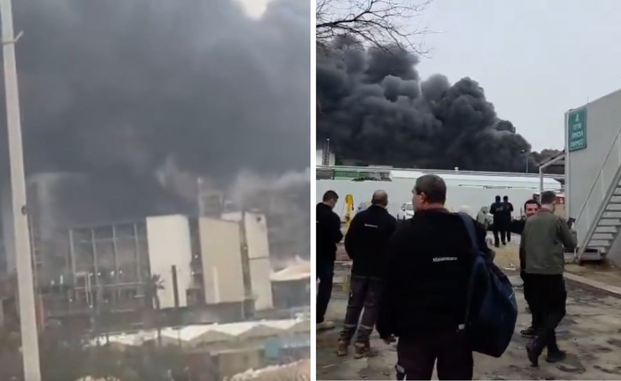 Rakiety spadły na fabrykę w Izraelu. Na nagraniach widać ogromny pożar