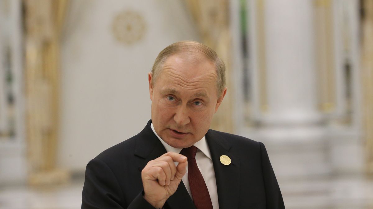 Russian President Putin To Attend VI Caspian Summit In Ashgabat
ASHGABAT, TURKMENISTAN - JUNE,29 (RUSSIA OUT) Russian President Vladimir Putin speeches during his press conference at the Ashgabat International Airport, late June,29,2022, in Ashgabat, Turkmenistan. Russian President Putin has arrived to Turkmenistan to attend the VI Caspian Summit. (Photo by Contributor/Getty Images)
Contributor