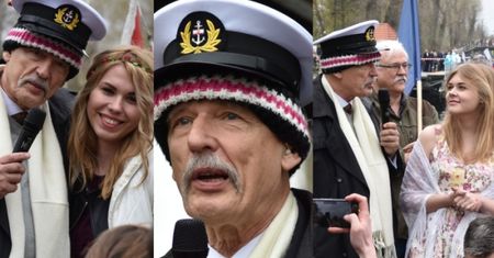 Korwin-Mikke z dwiema blondynkami w Giżycku (ZDJĘCIA)