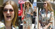 Zabiegana Gigi Hadid w letniej sukience i dziwnych klapkach